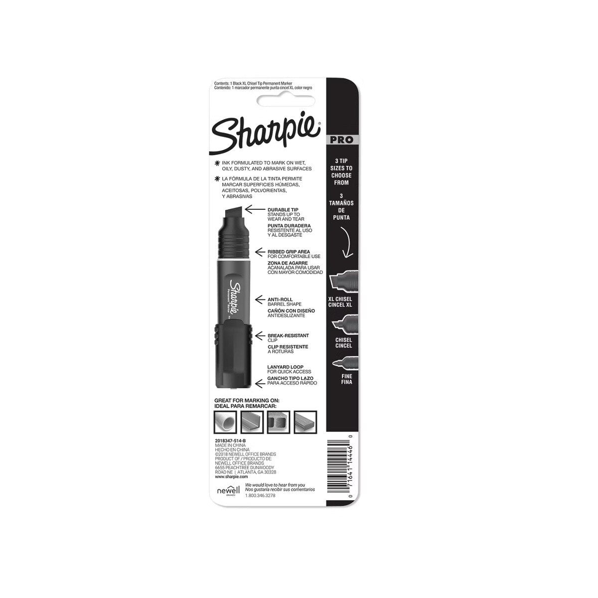 Sharpie 2178493 PRO XL Chisel Tip Black Permanent Marker for Wet and Oily Surfaces (4 Pack) - 4