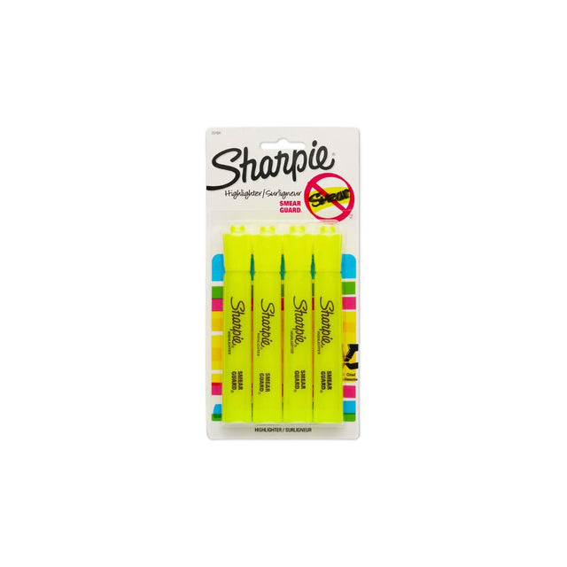 Sharpie 25164PP Tank Highlighters, Chisel Tip 4 Pack, (Yellow)