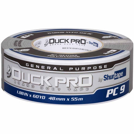 Shurtape 105450 PC 009 S Duck Pro 9Mil 48mm x 55m  Silver Contractor Grade, Co-Extruded Cloth Duct