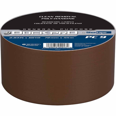 Shurtape 105465 PC 009 C Duck Pro 9Mil 72mm x 55m Brown Contractor Grade, Colored Cloth Duct Tape