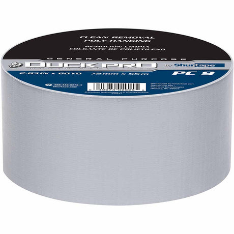 Shurtape 105473 PC 009 S Duck Pro 9Mil 72mm x 55m Silver Contractor Grade, Co-Extruded Cloth Duc