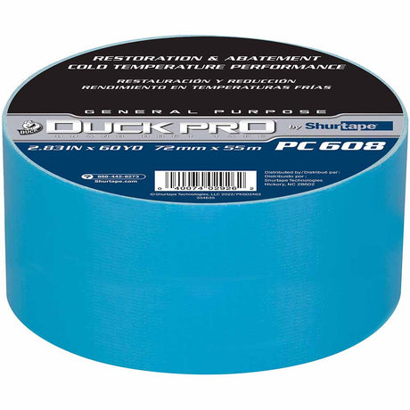 Shurtape 105474 PC 608 Duck Pro 9Mil 72mm x 55m Teal Blue Co-Extruded Abatement Duct Tape