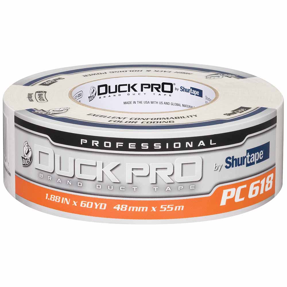 Shurtape 105482 PC 618C Duck Pro 10Mil 48mm x 55m  White Industrial Colored Cloth Duct Tape