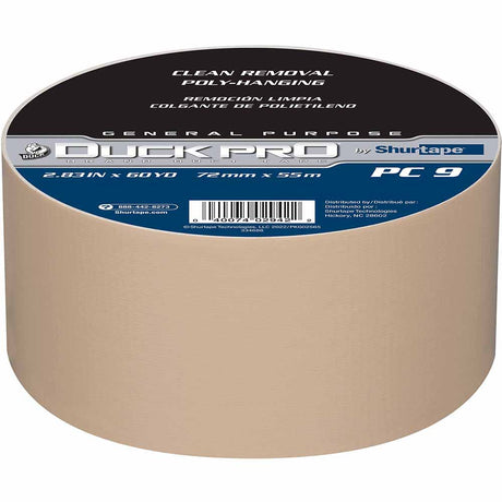 Shurtape 105491 PC 009 C Duck Pro 9Mil 72mm x 55m Beige Contractor Grade, Colored Cloth Duct Tape