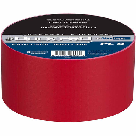 Shurtape 105497 PC 009 C Duck Pro 9Mil 72mm x 55m Red Contractor Grade, Colored Cloth Duct Tape