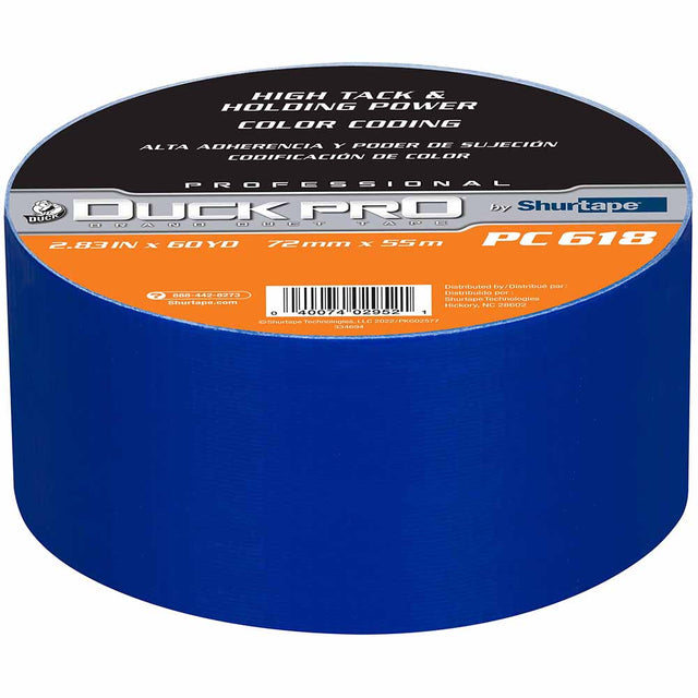 Shurtape 105502 PC 618C Duck Pro 10Mil 72mm x 55m Blue Industrial Colored Cloth Duct Tape