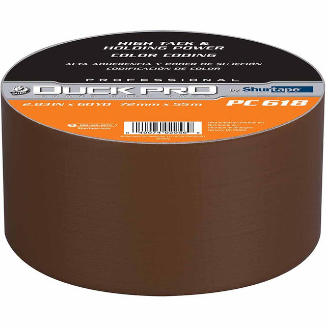 Shurtape 105506 PC 618C Duck Pro 10Mil 72mm x 55m Brown Industrial Colored Cloth Duct Tape