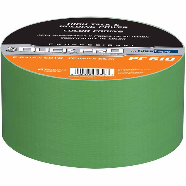 Shurtape 105508 PC 618C Duck Pro 10Mil 72mm x 55m Green Industrial Colored Cloth Duct Tape