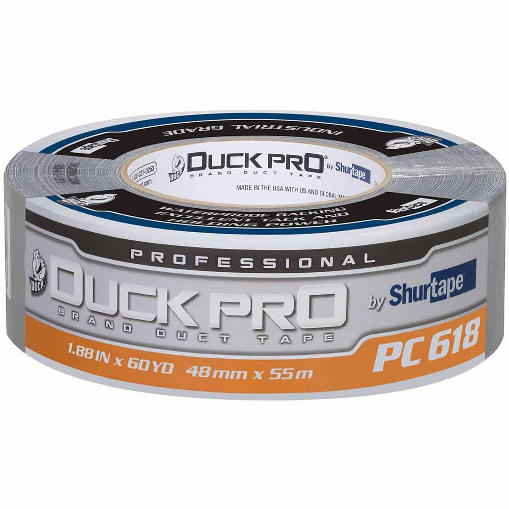 Shurtape 105516 PC 618S Duck Pro 10Mil 48mm x 55m  Silver Industrial Co-Exctruded Cloth Duct Tape