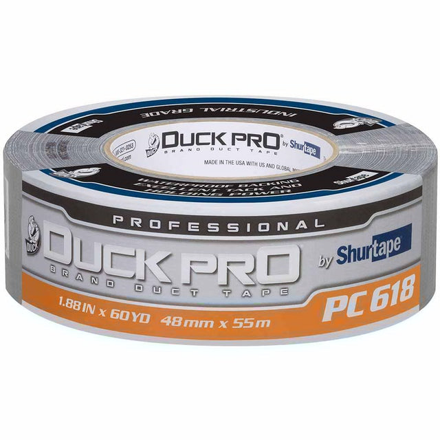 Shurtape 105516 PC 618S Duck Pro 10Mil 48mm x 55m  Silver Industrial Co-Exctruded Cloth Duct Tape