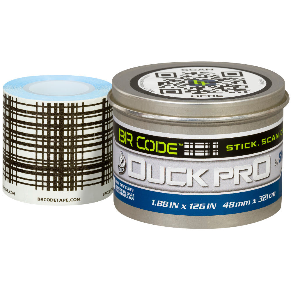 Shurtape 105643 PC 627 BR 1.88" x 10.5' Duck Pro BR Code White Scannable Duct Tape Codes