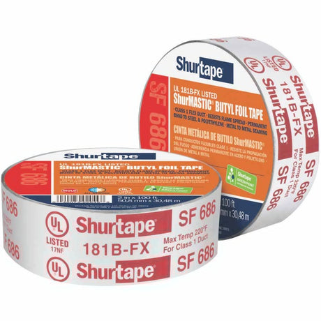 Shurtape 111163 SF 686 ShurMASTIC Butyl Foil Tape, Silver, 3in x 100ft