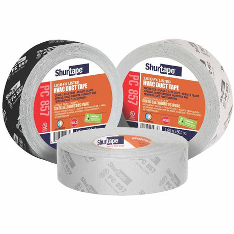 Shurtape 201885 PC 857 HVAC 2" Cloth Duct Tape, Black Printed, 48mm x 55m