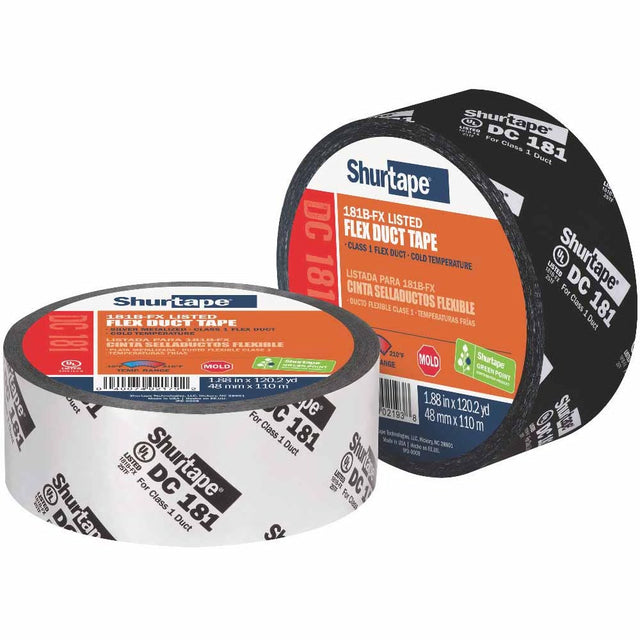 Shurtape 205330 DC 181 2" Flex Duct Film Tape, Black Printed, 48mm x 110m