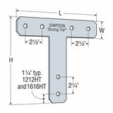 Simpson 1616HTHDG Strong-Tie Heavy-Duty 16 x 16" Hot-Dip Galvanized T Strap for Wood Connections - 2