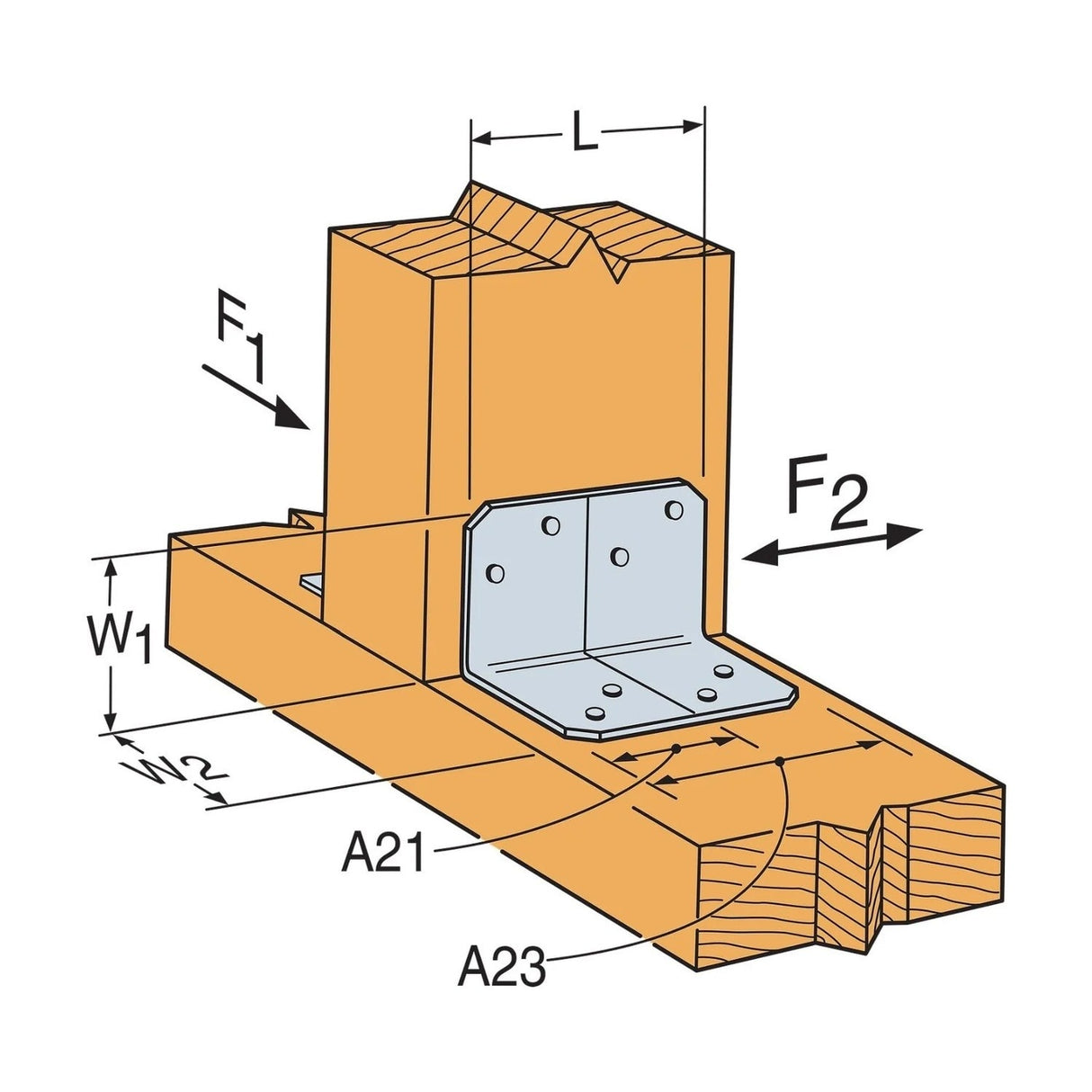 Simpson Strong-Tie A23Z (2" x 1-1/2" x 2-3/4") 18Ga ZMAX A Angle for Wood Applications - 4