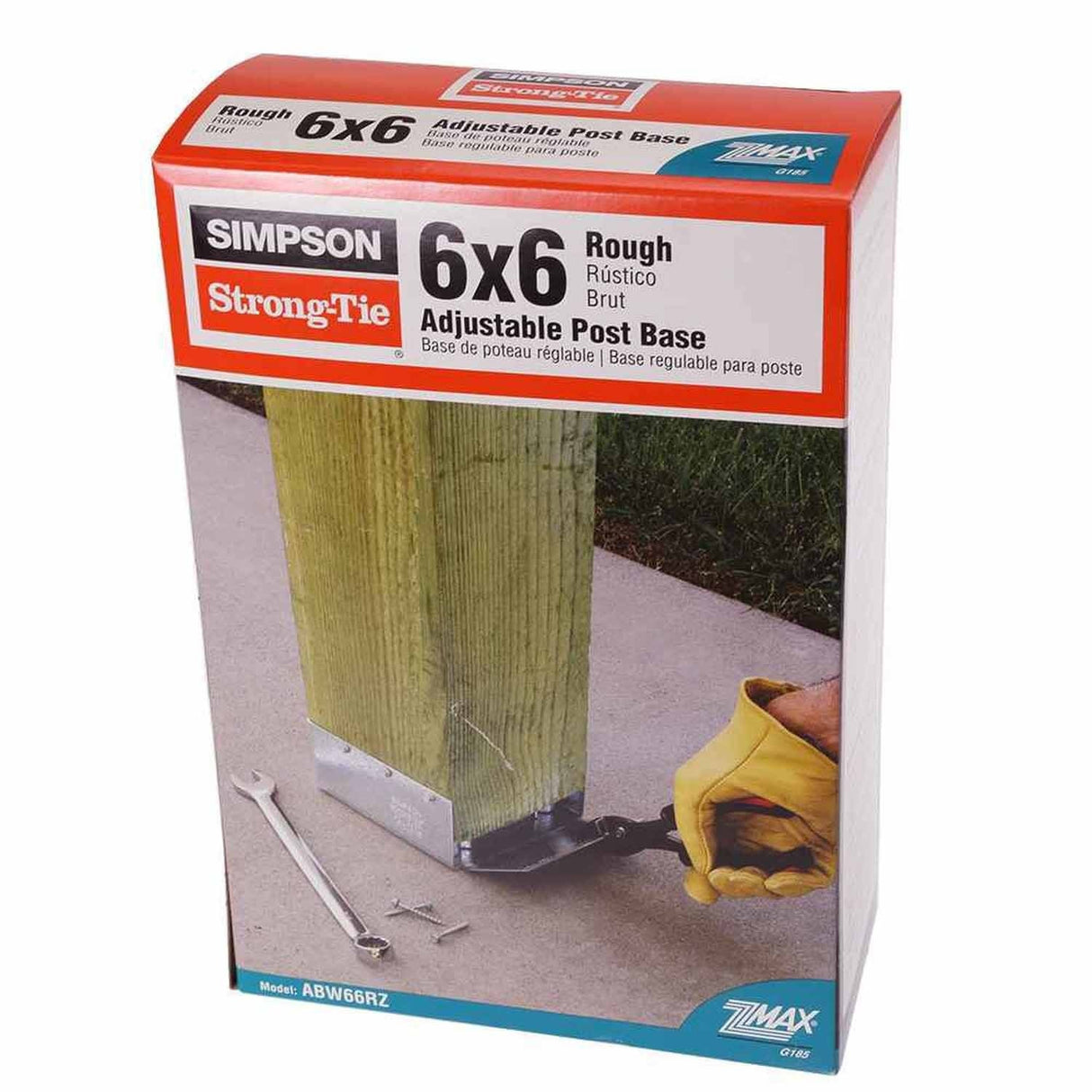 Simpson Strong-Tie ABW66RZ (6" x 6") Adjustable Standoff Post Base for Rough Lumber with ZMAX Coating - 4