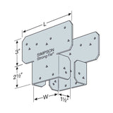 Simpson AC4 Strong-Tie Adjustable Post Cap for 4X Beam - Zinc Galvanized - 2
