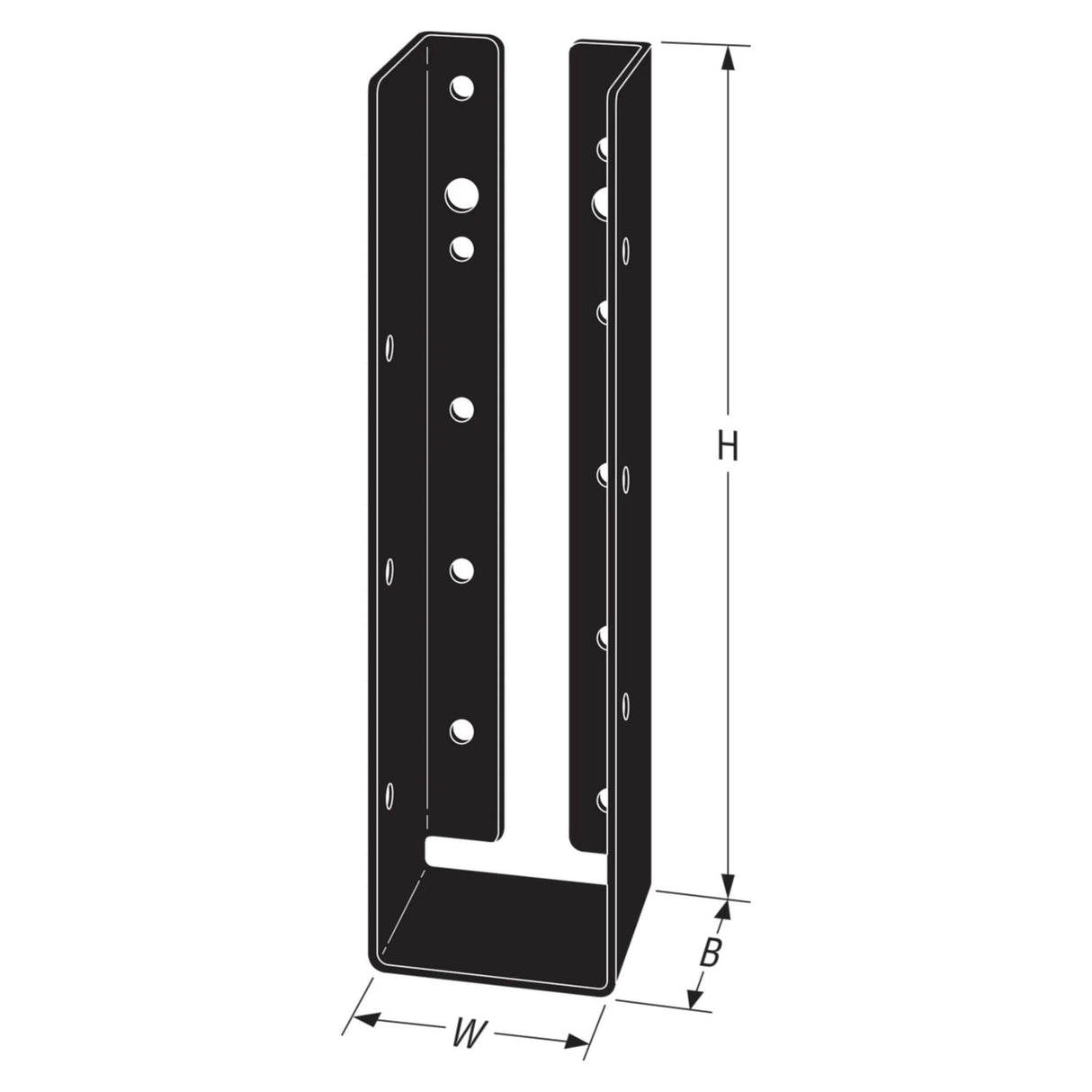 Simpson Strong-Tie APLH210R (2-1/16" x 7-3/4") 14Ga Concealed-Flange Light Joist Hanger for 2x10 Rough, ZMAX/Black Finish - 2
