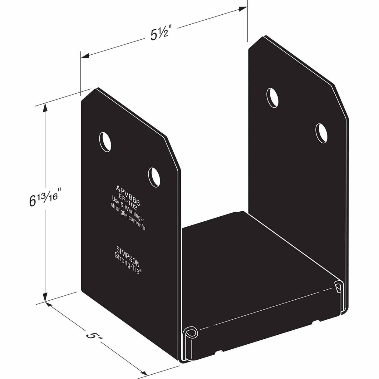 Simpson Strong-Tie APVB66 (6" x 6") Outdoor Adjustable Post Base - ZMAX/Black Powder Coated - 2