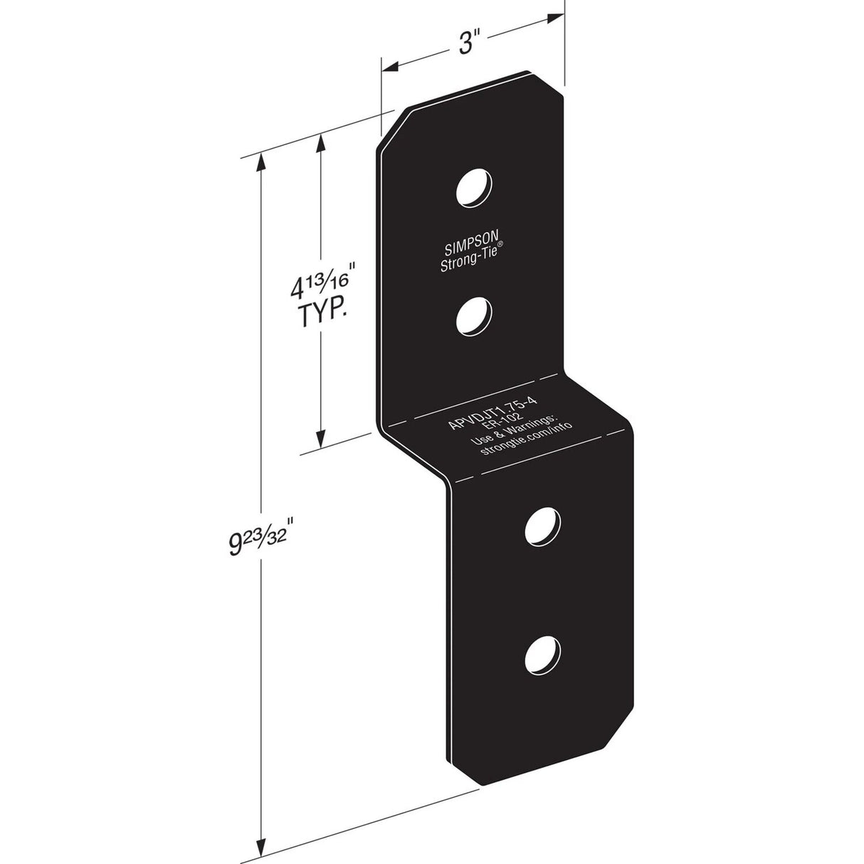 Simpson Strong-Tie APVDJT1.75-4 Outdoor Accents Avant Collection Deck Joist Tie for 1-3/4-in. Wood - 2