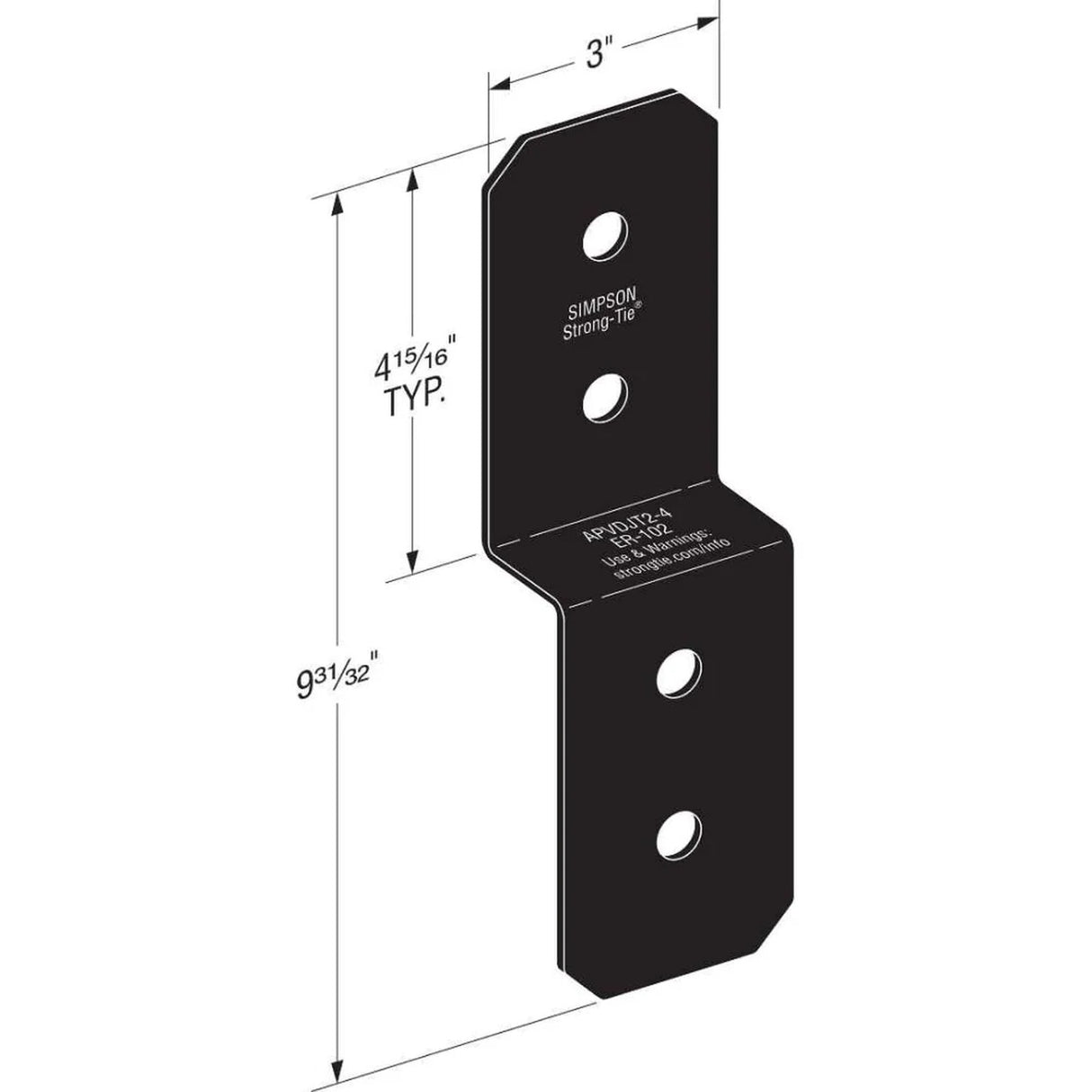 Simpson Strong-Tie APVDJT2-4 Outdoor Accents Avant Collection Deck Joist Tie for 2x - 2