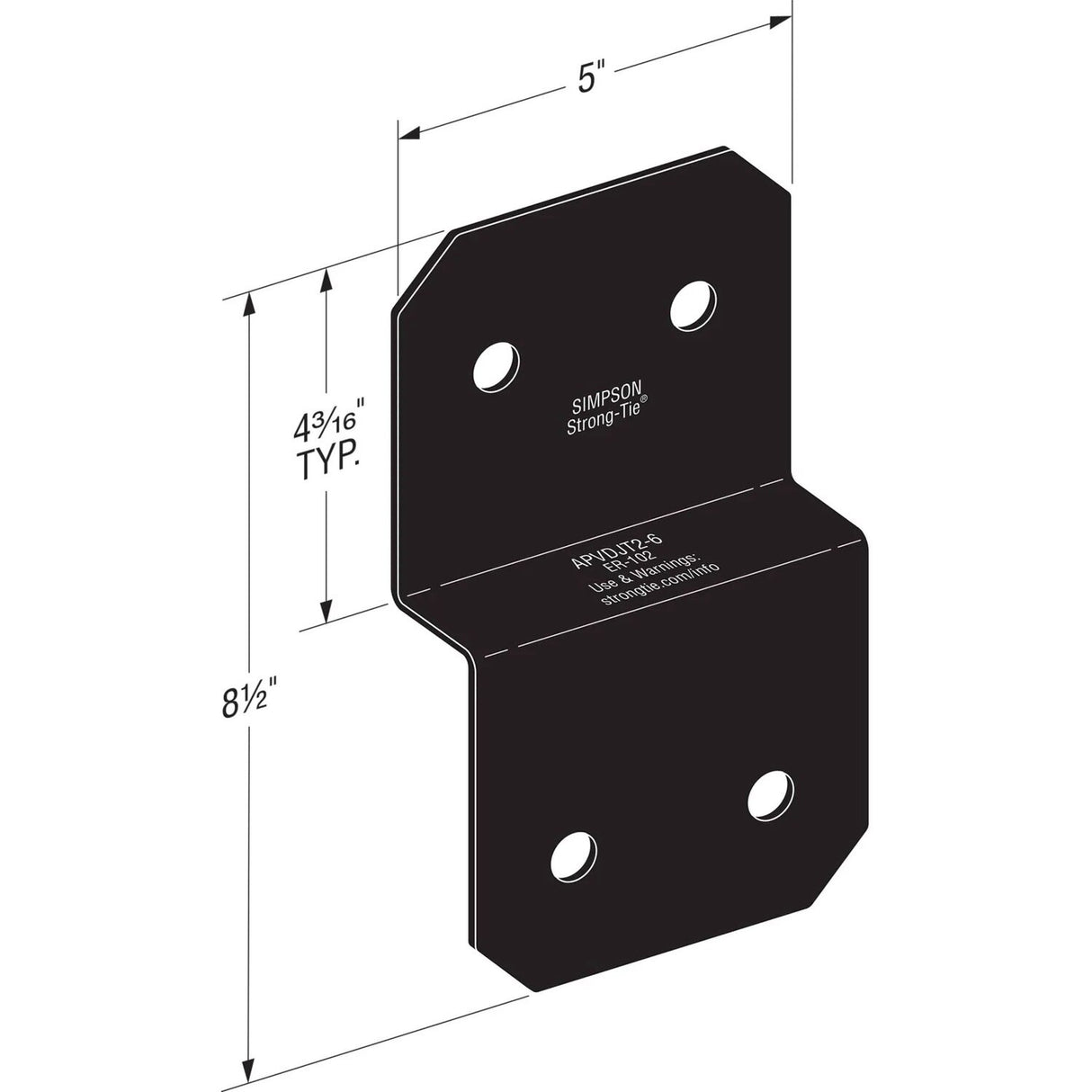 Simpson Strong-Tie APVDJT2-6 Outdoor Accents Avant Collection Deck Joist Tie for 2x - 2
