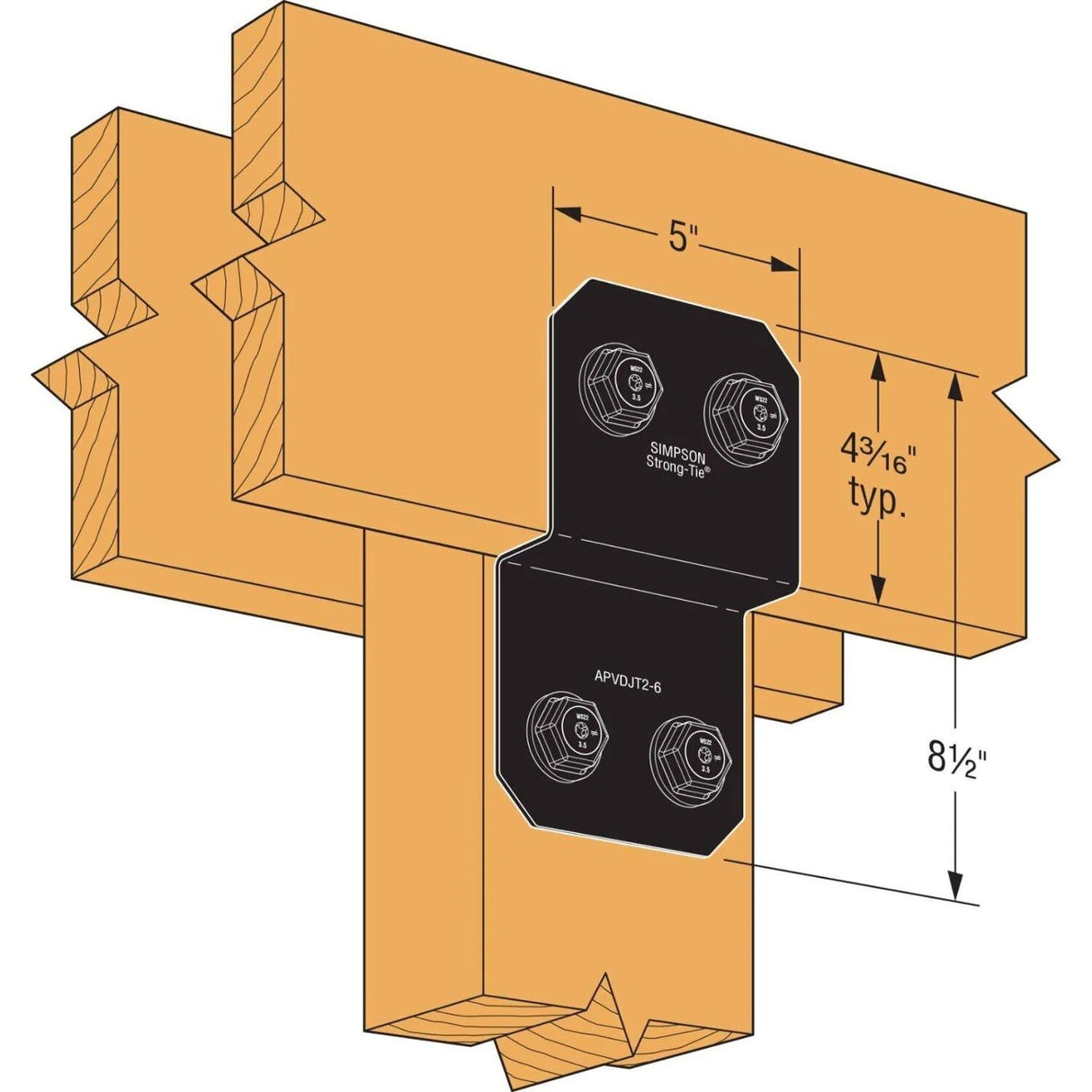 Simpson Strong-Tie APVDJT2-6 Outdoor Accents Avant Collection Deck Joist Tie for 2x - 3