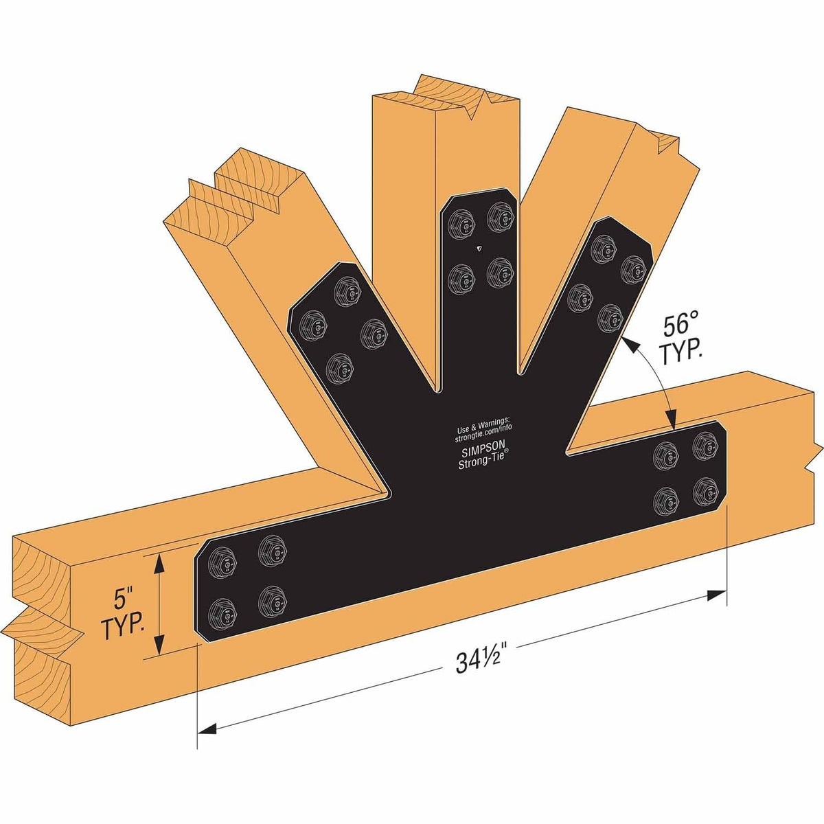 Simpson Strong-Tie APVGP812 (8:12 Pitch) Outdoor Accents Avant Collection Black Powder-Coated Gable Plate - 3