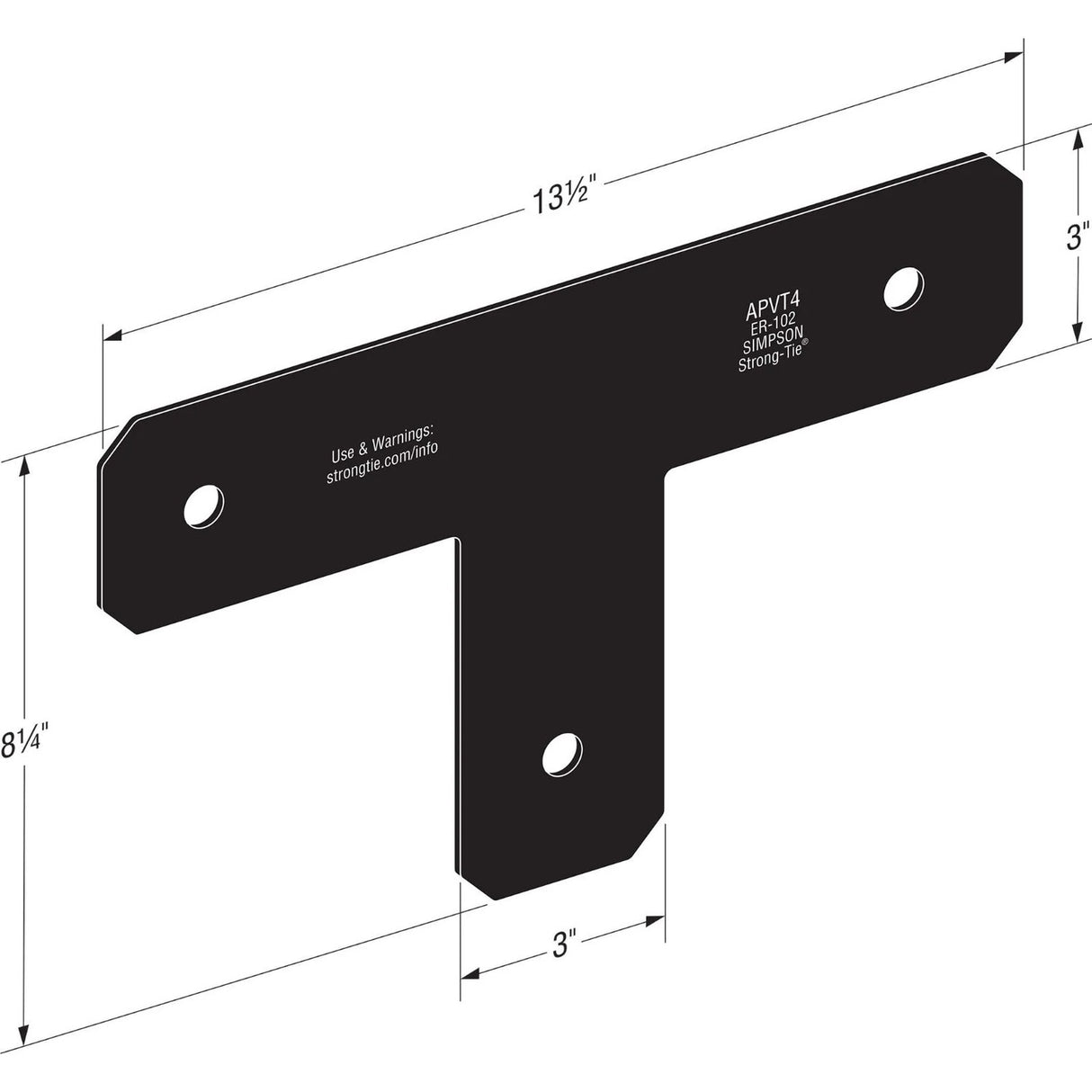 Simpson Strong-Tie APVT4 (13-1/2") 12Ga Outdoor Accents Avant Collection T Strap for 4x4 - 2