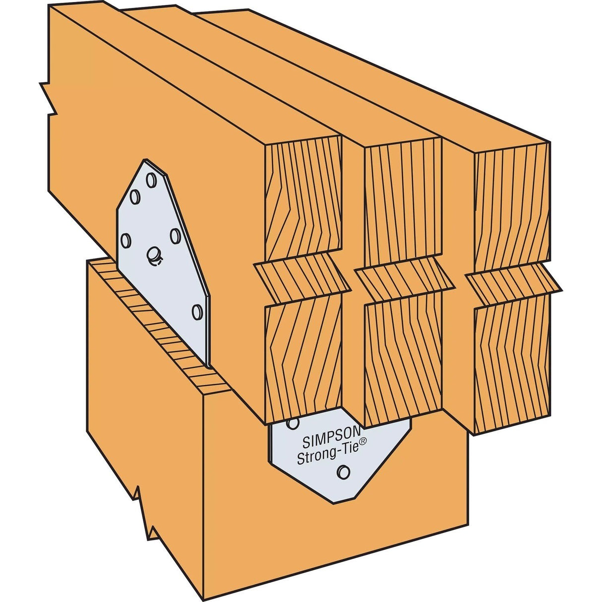 Simpson Strong-Tie BCS2-3/6Z Post Cap for Triple 2x Beam, 6x Post - 4