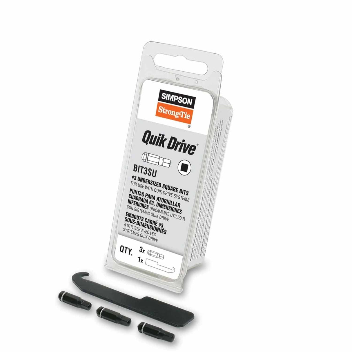 Simpson Strong-Tie BIT3SU-RC3 Quik Drive (#3) Square Undersized-Drive Bit (3 Pack)