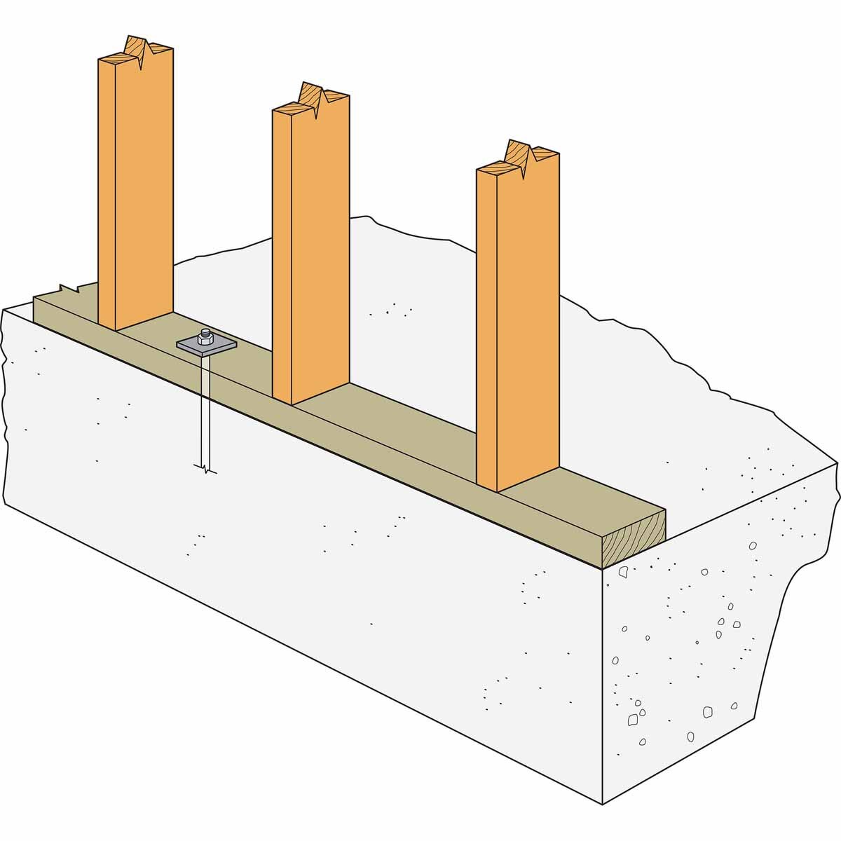 Simpson BP 1-1/4HDG Strong-Tie Hot-Dip Galvanized Bearing Plate for Wood-to-Concrete Anchoring - 4
