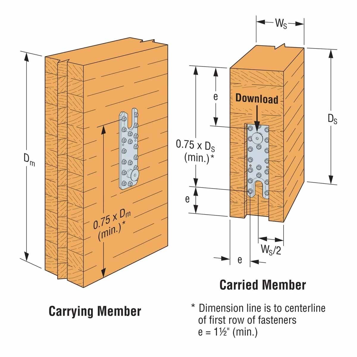 Simpson CBH2.37X7.63C-KT Strong-Tie Concealed Joist-to-Column Hanger Kit for Mass Timber and Architectural Wood Connections - 3