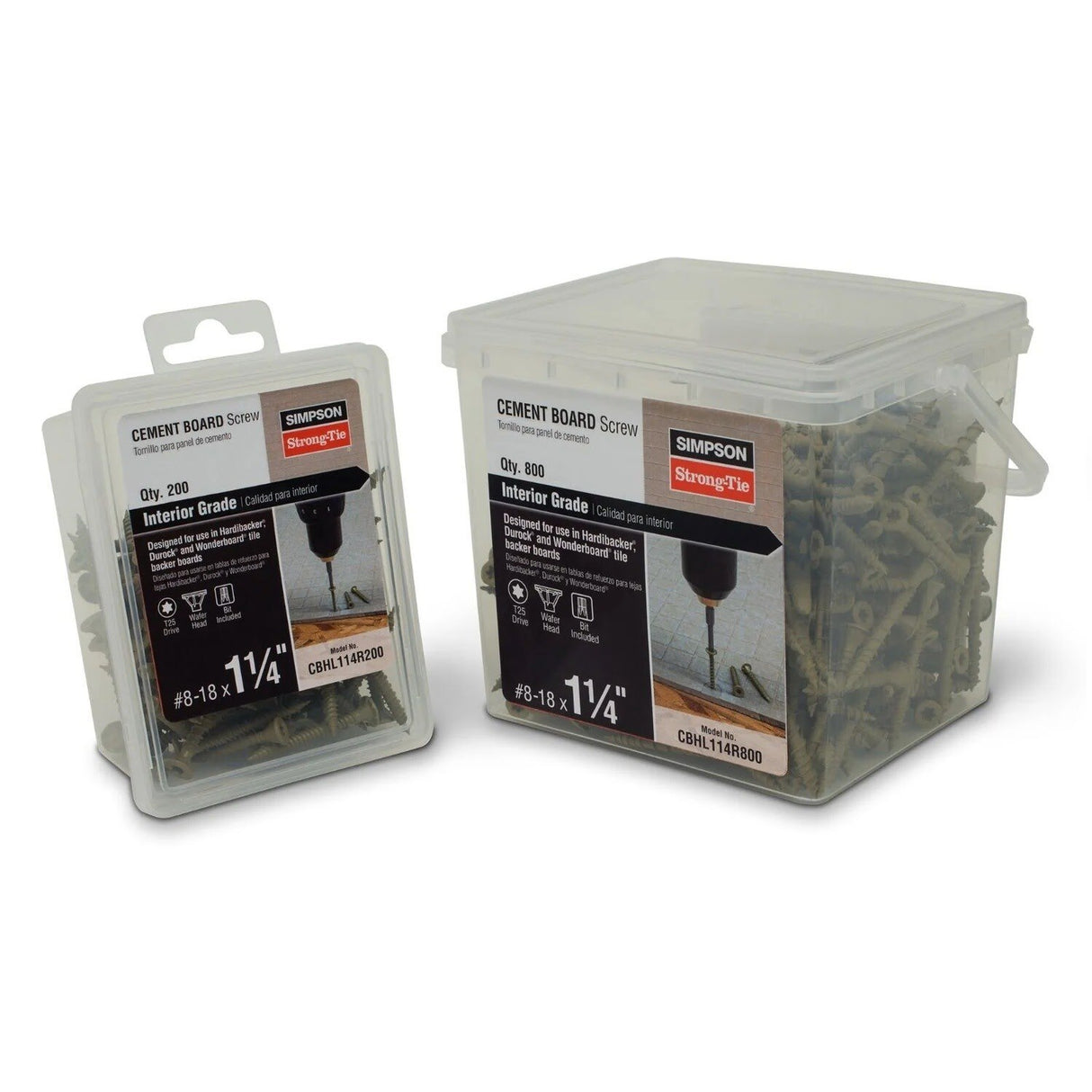 Simpson Strong-Tie CBHL114R200 Cement Board Screw High-Low Thread T25 Star Drive (200 Pack) - 2