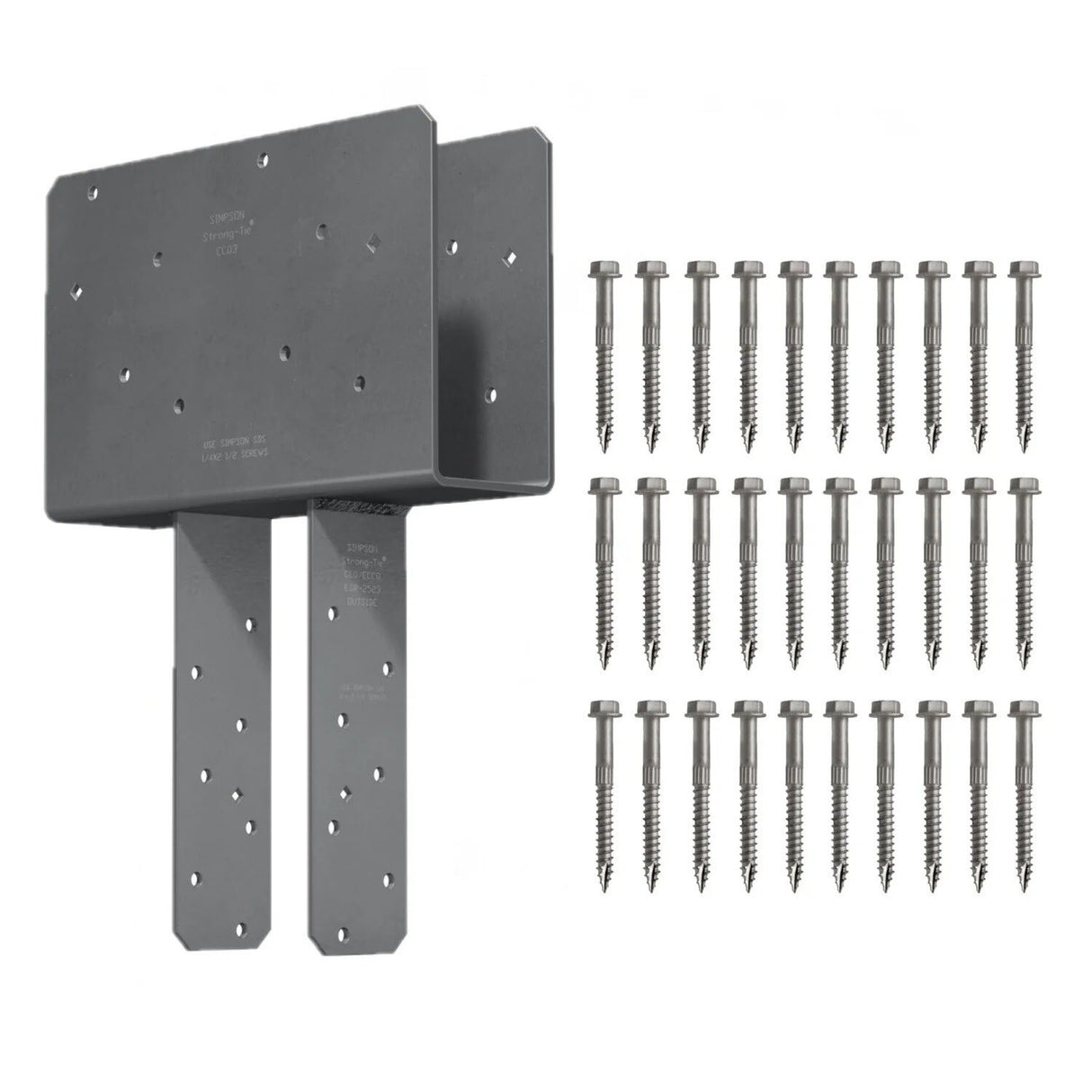 Simpson Strong-Tie CCQ4.62-5.50SDS (Triple-2x Beam, 6x Post) Column Cap with SDS Screws Gray Paint - 2
