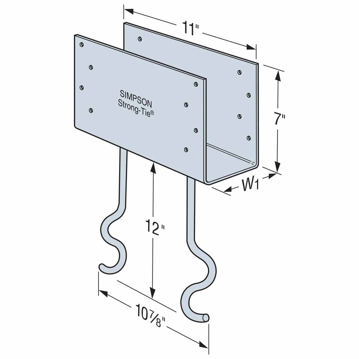Simpson CCQM5.50-SDS Strong-Tie Column Cap for 5-1/2" Beam with SDS Screws - Secure Column-to-Beam Connection for Concrete Piers - 3
