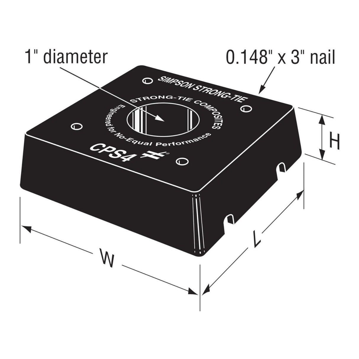 Simpson Strong-Tie CPS4-R Composite Plastic Standoff for 4x4 - 2