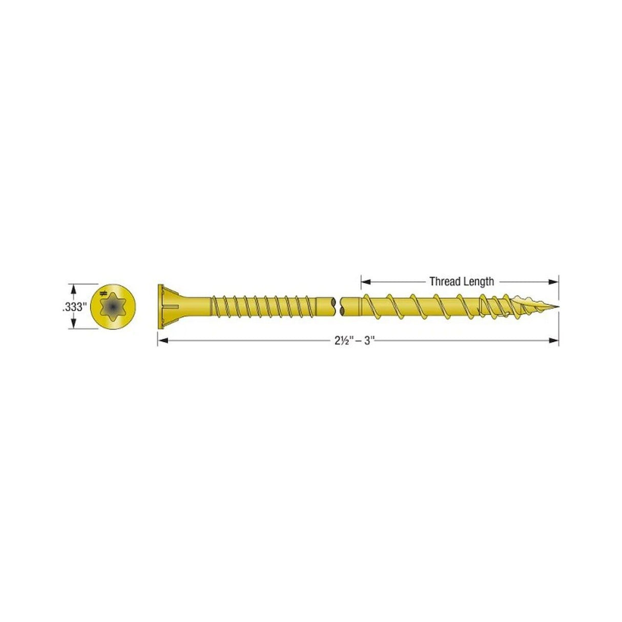 Simpson Strong-Tie CSVZ212R240 Strong-Drive (#10 x 2-1/2" T25) CSV Construction Screw, Flat Head, Yellow Zinc (240 Pack) - 4