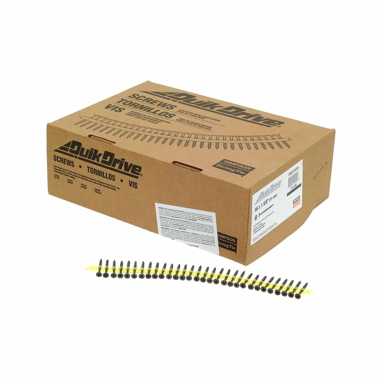 Simpson DWC158PS Quik Drive DWC Drywall Screw #6 x 1-5/8 in. #2 Phillips Bugle-Head Gray Phosphate (2500 Pack) - 2