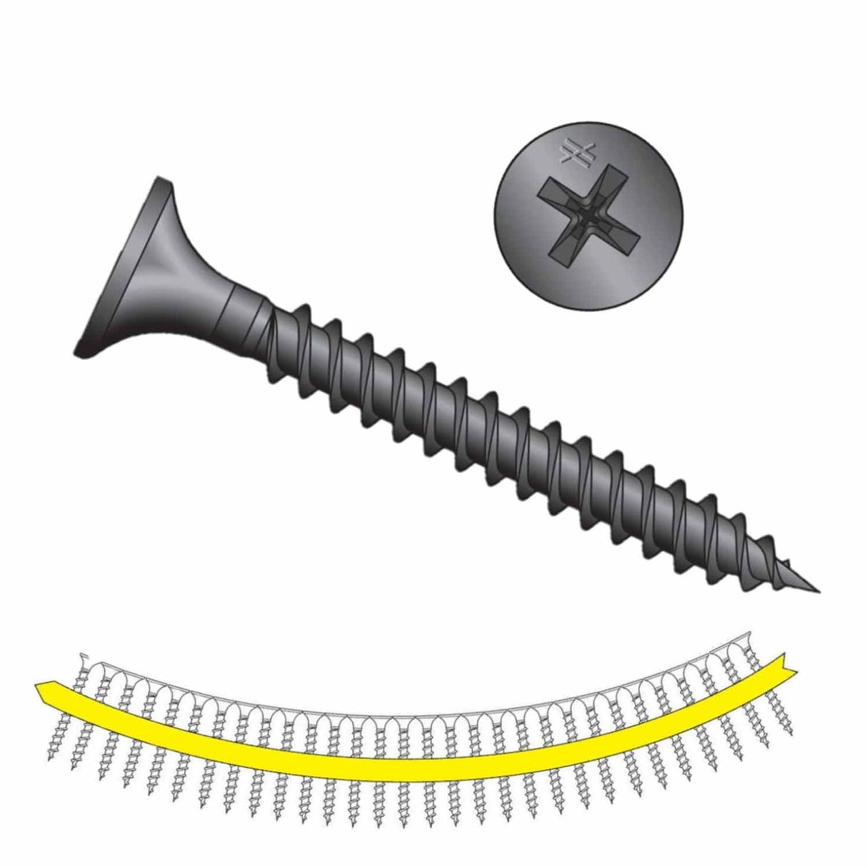 Simpson DWF158PS Quik Drive Collated Drywall-to-CFS Screw #6 x 1-5/8" #2 Phillips Bugle Head - 2