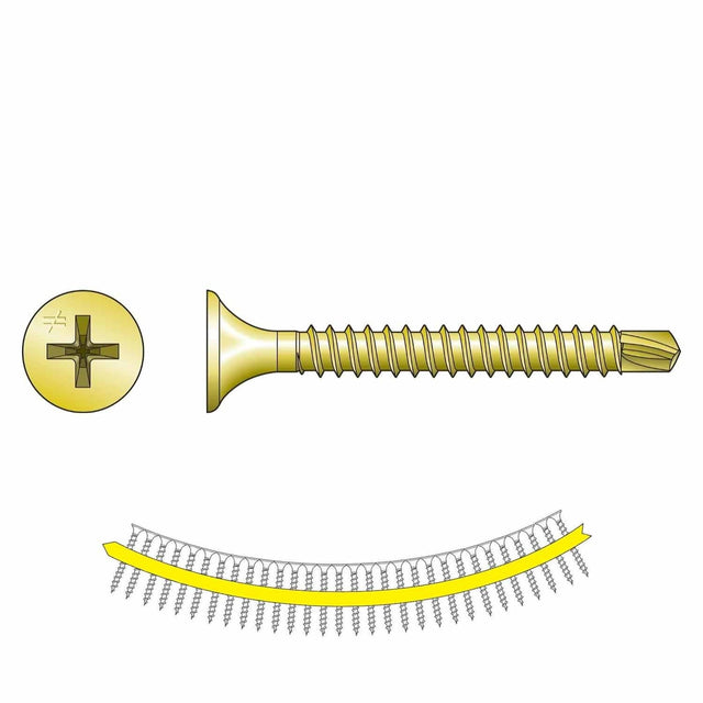 Simpson Strong-Tie DWFSD114PS Quik Drive (#6 x 1-1/4 in.) Collated Drywall-to-CFS Screw, Yellow Zinc (2500 Pack)