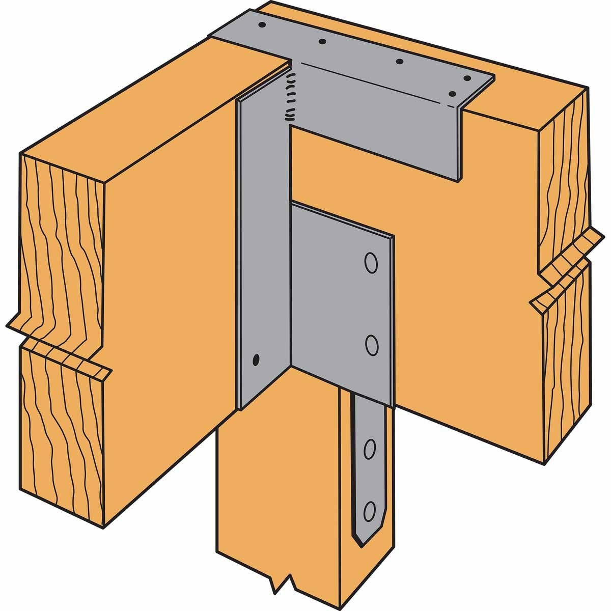 Simpson ECC44ROT Strong-Tie Simpson End Column Cap 90 Degree Rotated Straps Gray Paint for 4x Beam and 4x Post - 2