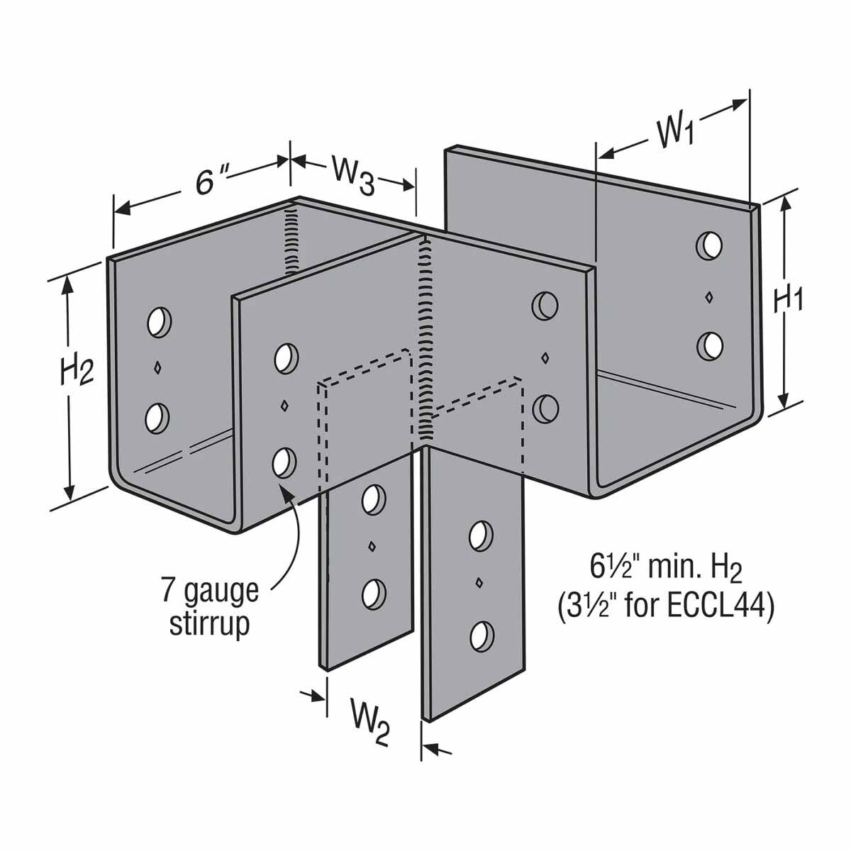 Simpson ECCLL666 Strong-Tie L-Shape End Column Cap for 6x Beams and 6x Post, Skewed Left - 2