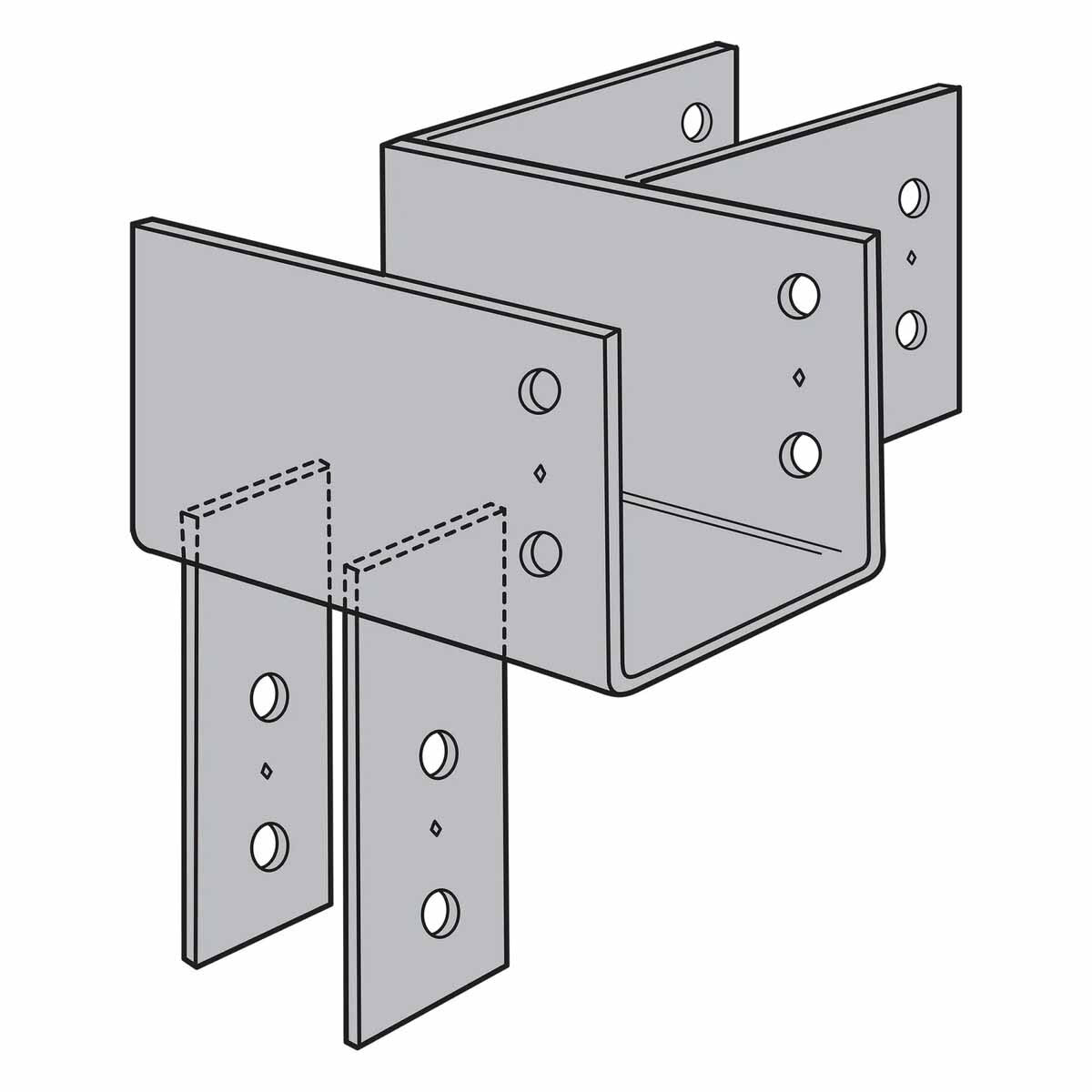 Simpson ECCLR444 Strong-Tie L-Shape End Column Cap for 4x Beams and 4x Post, Skewed Right - 2