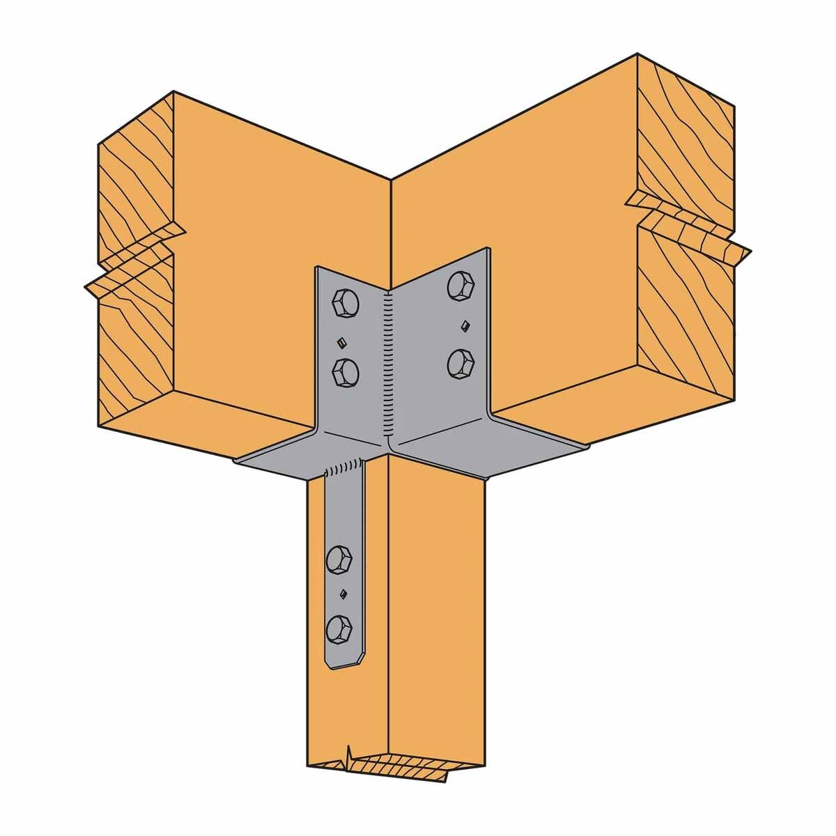 Simpson ECCLR666 Strong-Tie L-Shape End Column Cap for 6x Beams and 6x Post Right - Heavy-Duty Steel Connector - 3