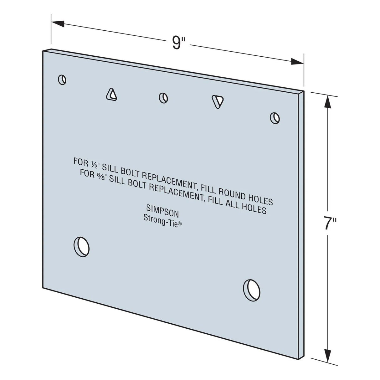 Simpson FRFP Strong-Tie 7" x 9" Flat Retrofit Foundation Plate - G90 Galvanized - 2