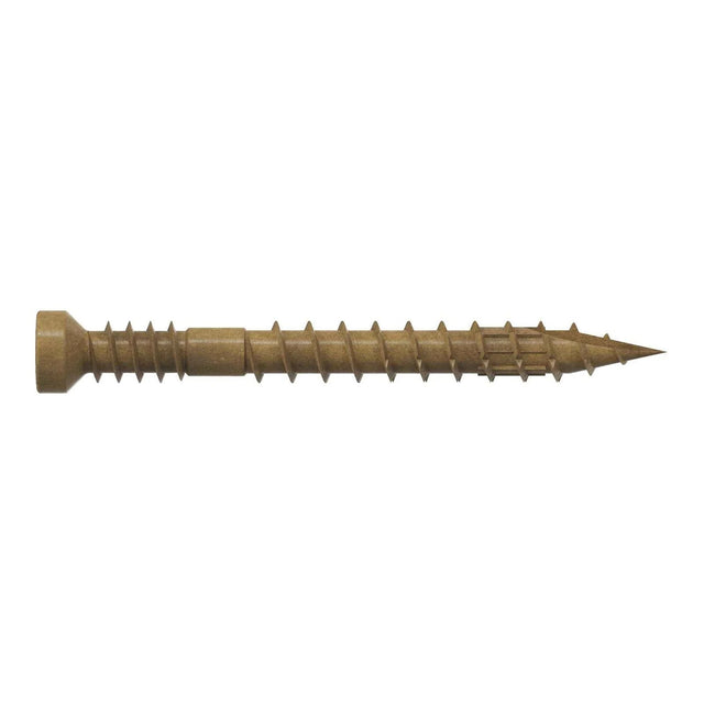 Simpson Strong-Tie FT07112R100 (#7 x 1-1/2") Finish Trim Screw, Trim-Head, Tan Exterior-Grade Quik Guard Coating (100 Pack)
