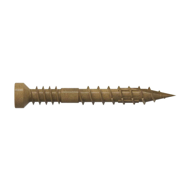 Simpson Strong-Tie FT07114R500 (#7 x 1-1/4") Finish Trim Screw, Trim-Head, Quik Guard Coating, Tan (500 Pack)