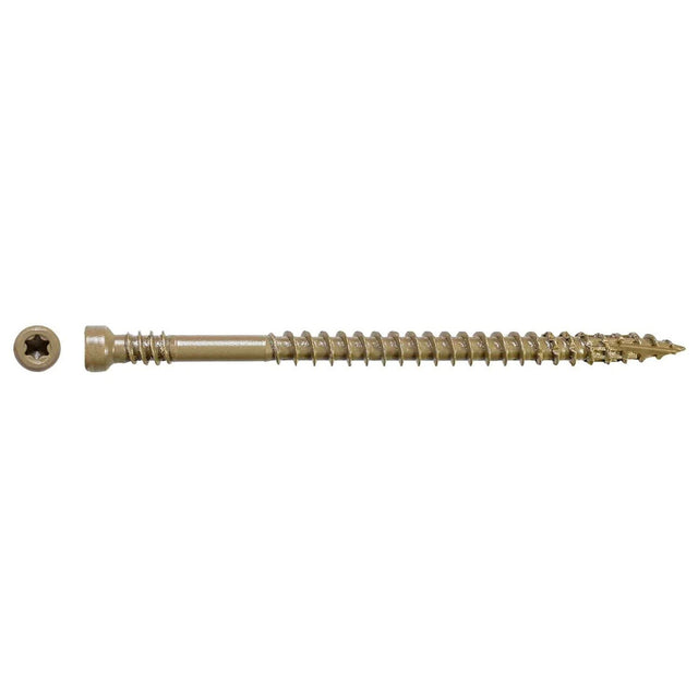 Simpson Strong-Tie FT07212R400 (#7 x 2-1/2") Finish Trim Screw Trim-Head Tan Exterior-Grade Quik Guard Coating (400 Pack)